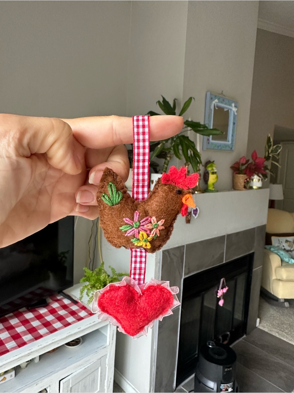 Handmade Brown Felt Chicken /bird/bear Ornament/car hangers/book markers